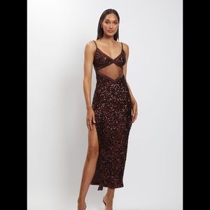 Meshki Amirah Mesh Sequin Cutout Maxi